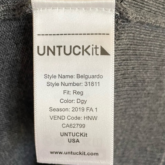 UNTUCKit Belguardo Merino Wool Quarter-Zip, Dark Gray, Size XL - Picture 9 of 10